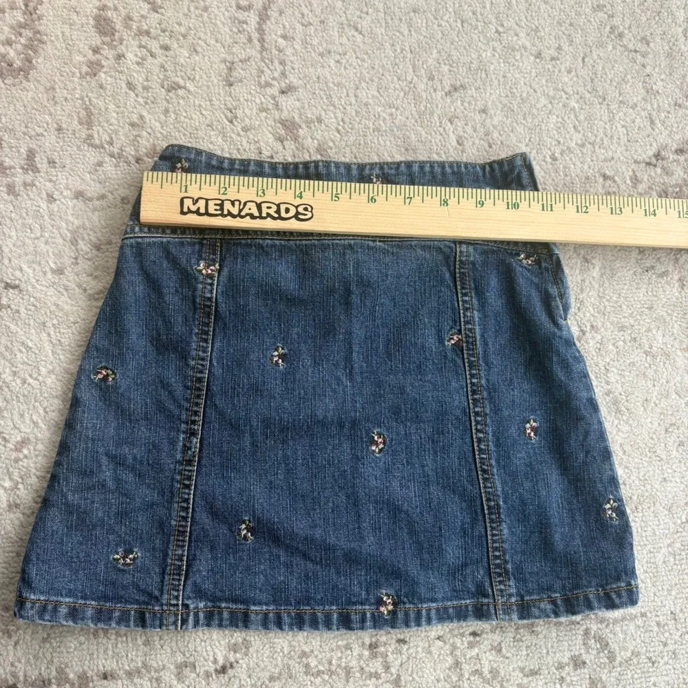 Gymboree Girls Denim Mini Skirt Floral‎ Embroidered Blue Cotton Size 6 Vintage